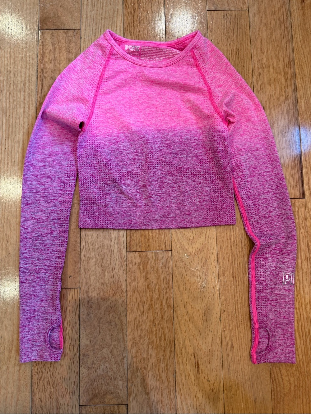 Cropped PINK workout shirt